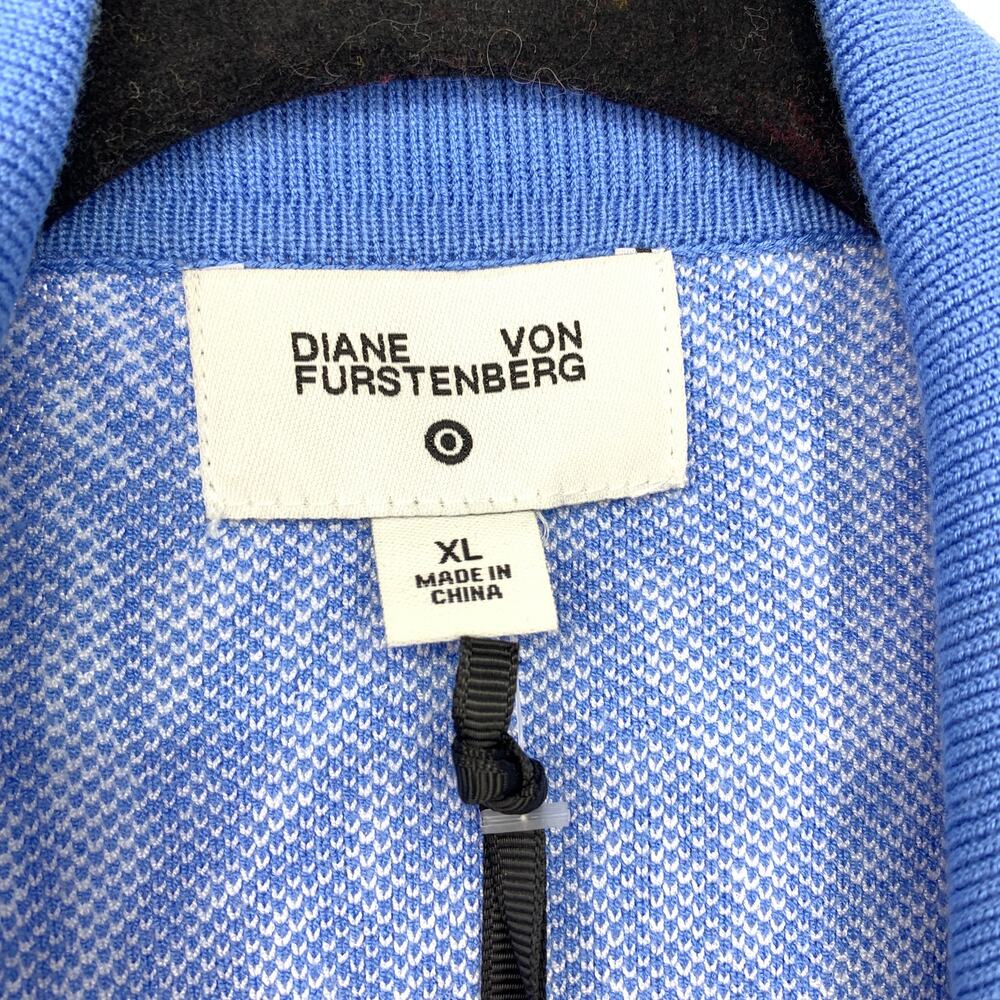 Diane Von Furstenberg X Target Collared Sea Twig Blue Wrap Sweater Dress Sz XL - Picture 6 of 7